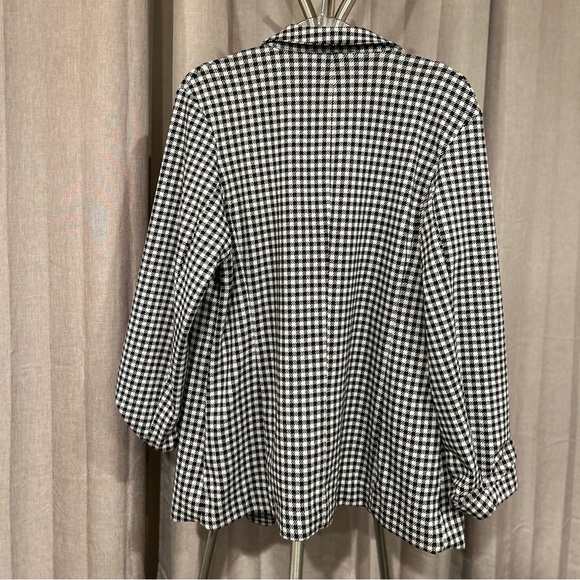 COPY - - -Philosophy Black White Gingham Blazer 3/4 Gathered Sleeve Women's Siz… - Picture 8 of 11